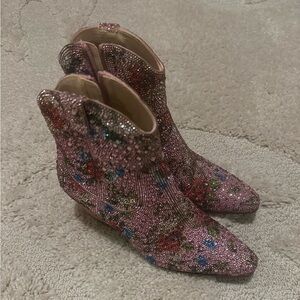 Betsey Johnson Sparkling Pink Ankle Booties